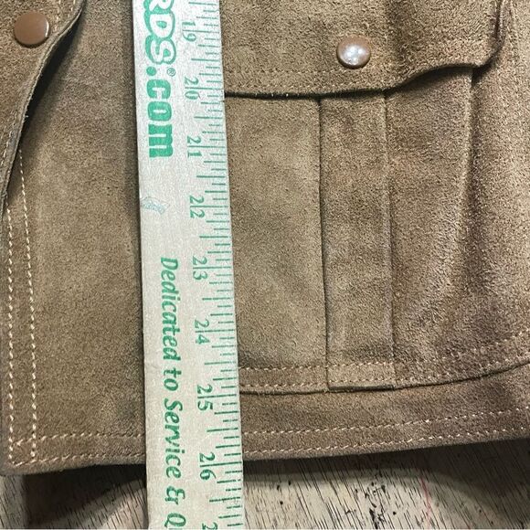 Vintage Women’s‎ Suede Leather Barn Cropped Trench Jacket Size 11 Handmade - Picture 14 of 16